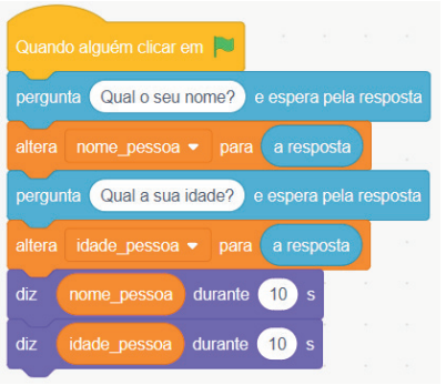 Bloco set com resposta sendo atribuída a uma variável