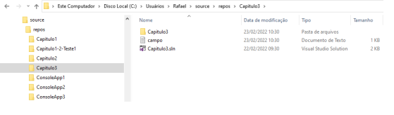 Localização do arquivo campo.txt na pasta do projeto