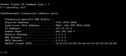 Comando ipconfig /all